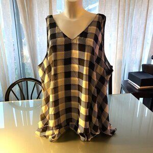 Lane Bryant Black & White Checks Size 30 / 32 Sleeveless Top Tank Lined Sheer